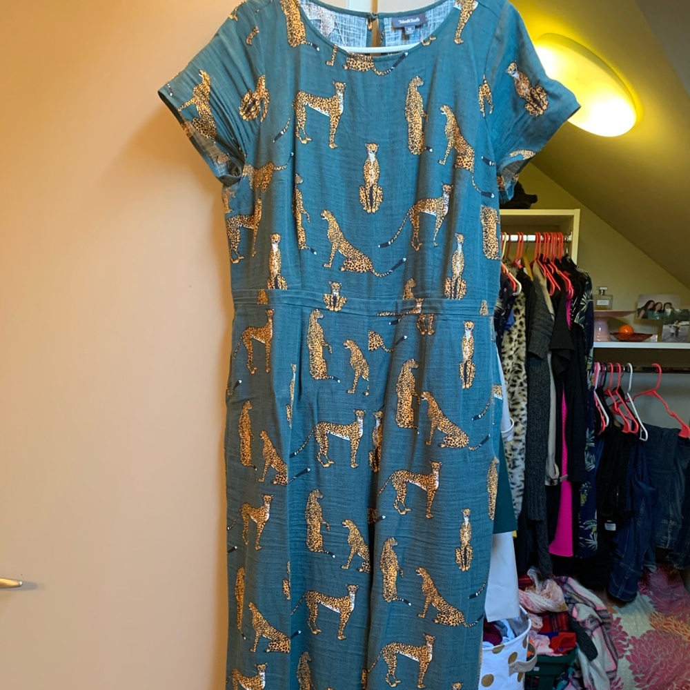 Ankle length wide leg cheetah jumpsuit